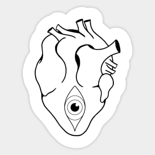 All Seeing Heart (Black) Sticker